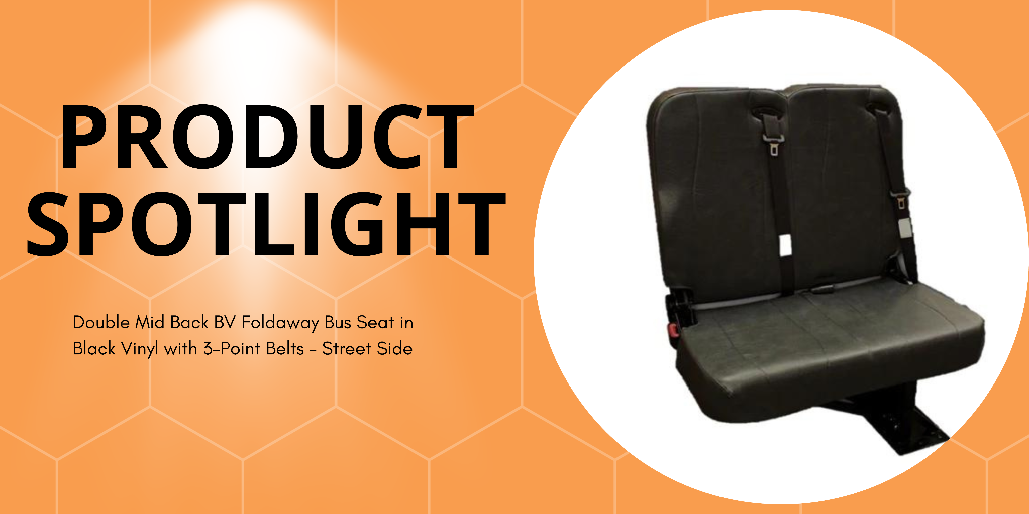 Double Mid Back BV Foldaway Bus Seat in Black Cloth with 3-Point