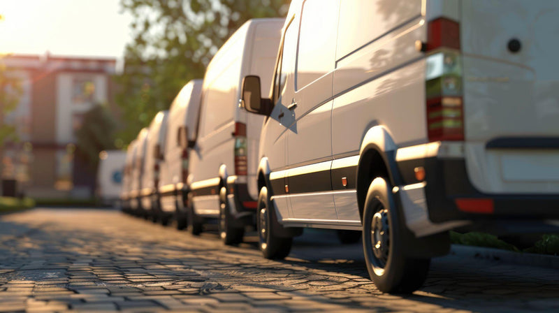 commercial delivery vans in row