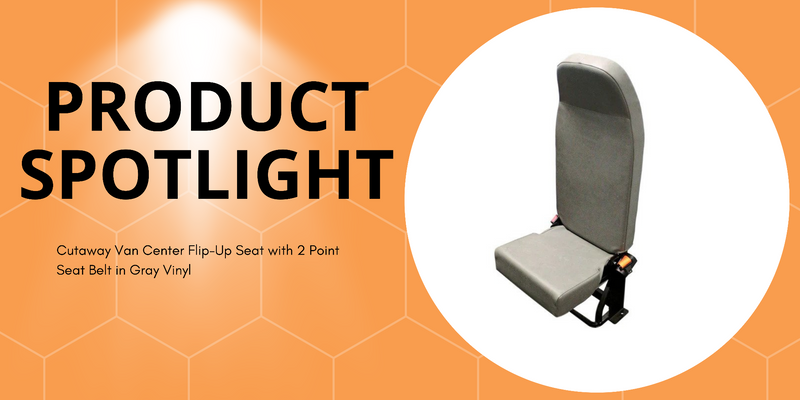 Cutaway Van Center Flip-Up Seat with 2 Point Seat Belt in Gray Vinyl