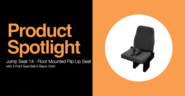 Product Spotlight Floor Mounted Flip-Up Seat with 2 Point Seat Belt