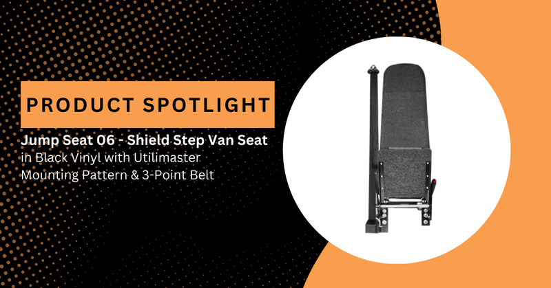 Product Spotlight Jump Seat 06 - Shield Step Van Seat in Black Vinyl