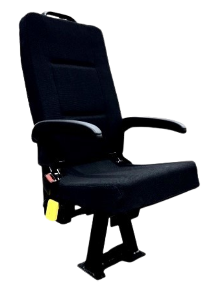 GO-ES Single Flip Swivel Seat with 3 Point Seatbelt Black Vinyl - Streetside