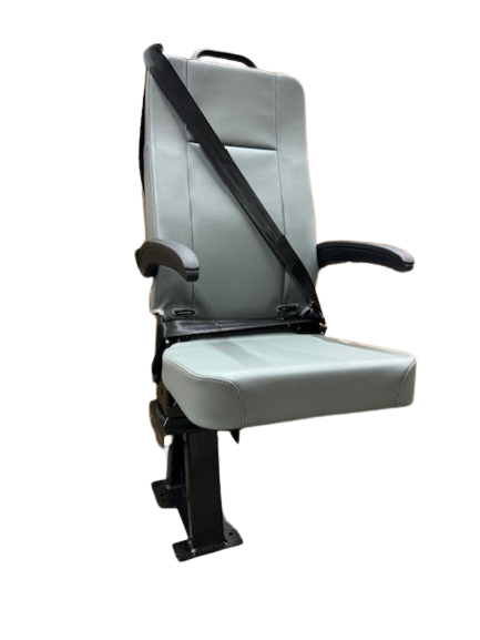 GO-ES Single 3PT Flip Swivel Seat with 3 Point Seatbelt Gray Vinyl - Curbside