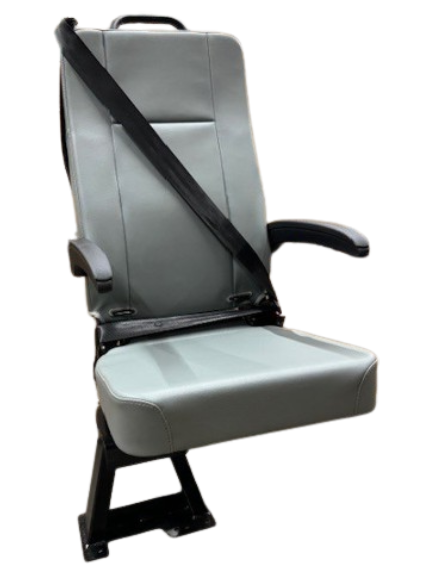 GO-ES Single 3PT Flip Swivel Seat with 3 Point Seatbelt Gray Vinyl - Curbside