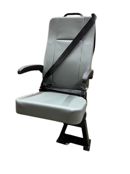 GO-ES Single 3PT Flip Swivel Seat with 3 Point Seatbelt Gray Vinyl - Streetside