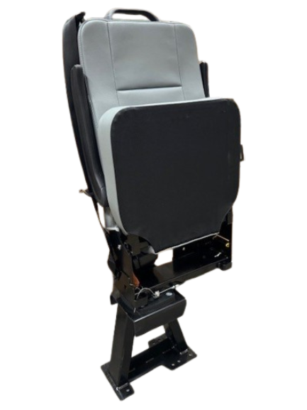 GO-ES Single 3PT Flip Swivel Seat with 3 Point Seatbelt Gray Vinyl - Curbside