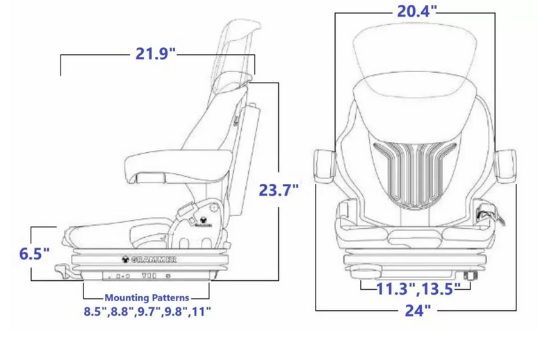 Grammer MSG 75G/531 Off Road Suspension Seat w/ OPS - (PN 1179199) - Black Cloth