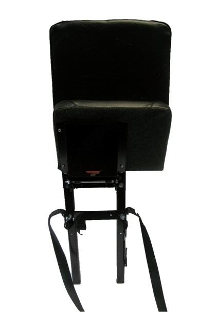 Jump Seat 02 - Step Van Seat - with 10" Wide Mounting Rails in Black Vinyl