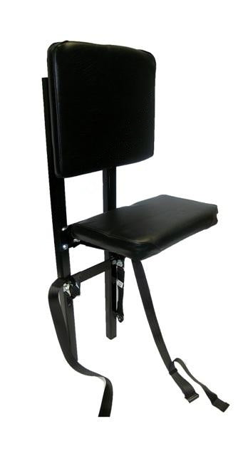 Jump Seat 02 - Step Van Seat - with 10" Wide Mounting Rails in Black Vinyl