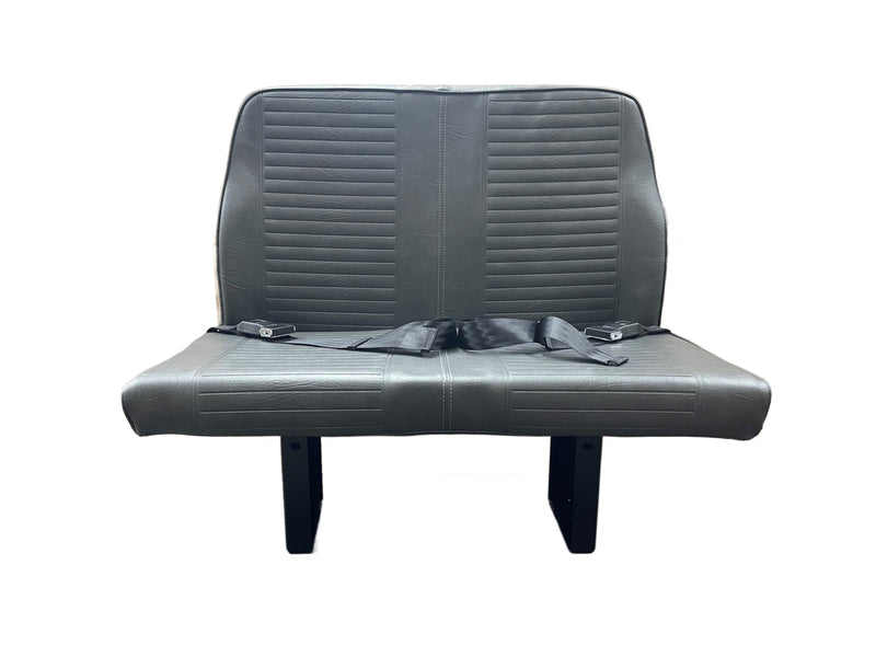 Double Feather Handi-Flip Bus Seat in Gray Vinyl w/ Lap Seatbelts