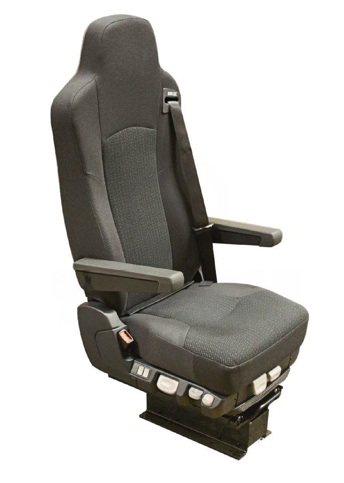 ISRI 6832 Bus Driver Seat with Dual Arms and 3-Point Belt in Black Cloth (P/N: 6832/872 NTS)