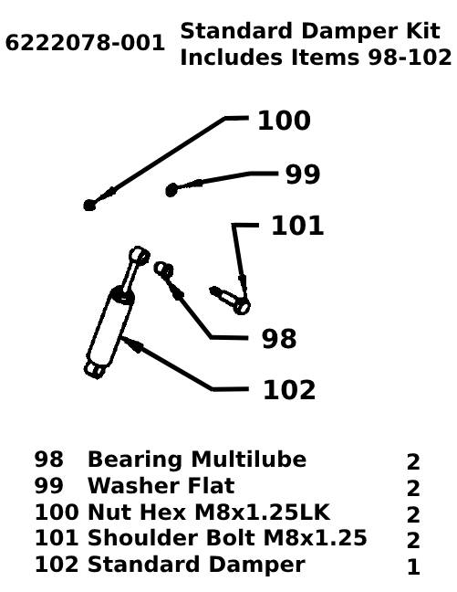 Bostrom Low Profile (905/910/705/710) Light Duty Replacement Damper Shock Kit - P/N: 6222078-001