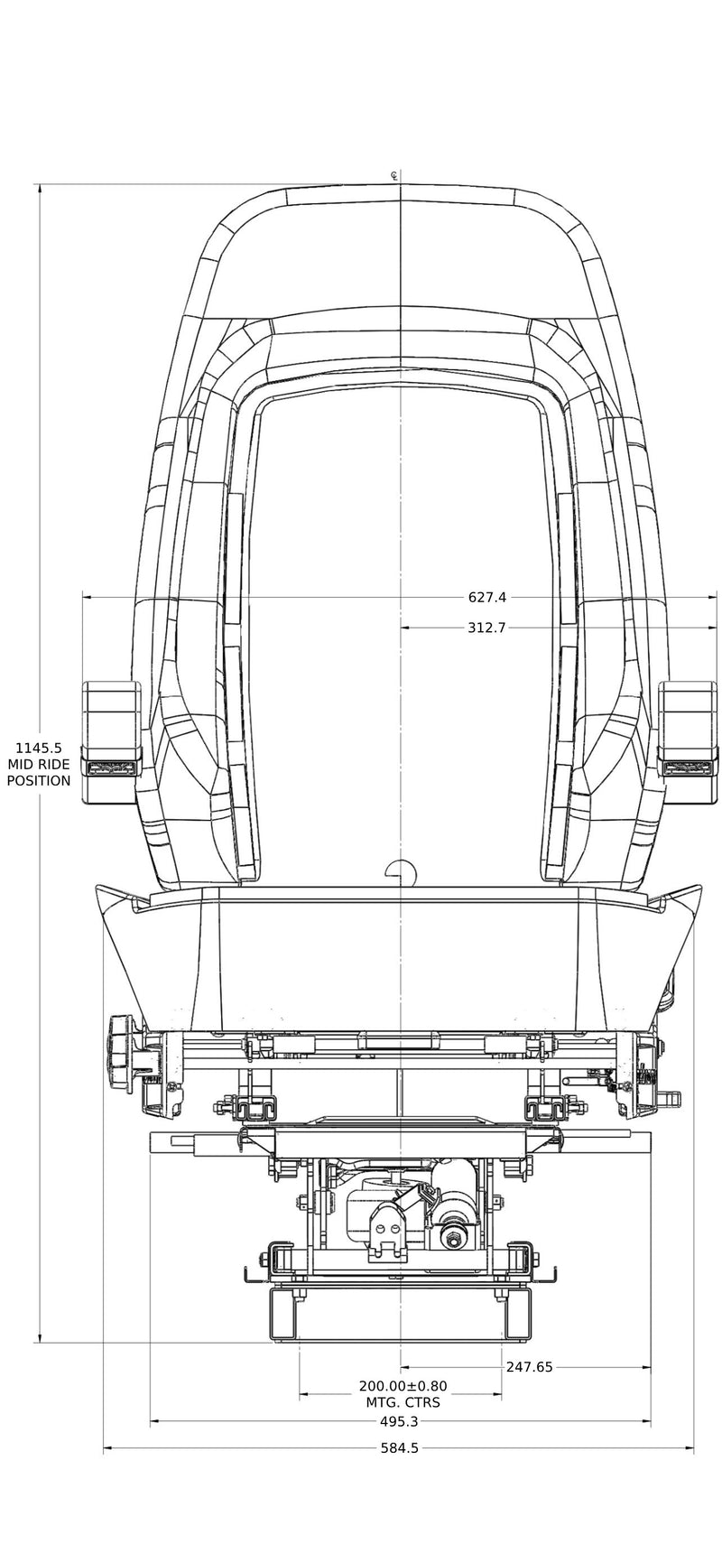 Bostrom Wide Ride+Serta® High Back Truck Seat in Blue & Gray Ultra-Leather with Dual Arms - (PN 5300001-N01)